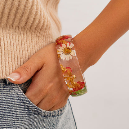 Ins daisy transparent Bracelet wide face personalized acrylic color bracelet set